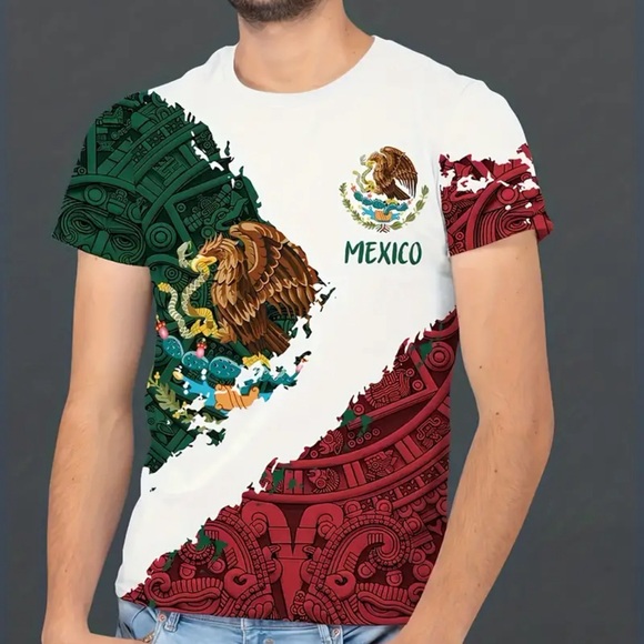 T-shirt with Mexican flag | Size: L | White | New - Picture 8 of 8